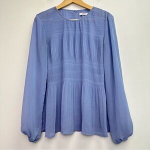 Suzy Lavender Sheer Ruched Cottagecore Blouse Size M Romantic Long Sleeve Top